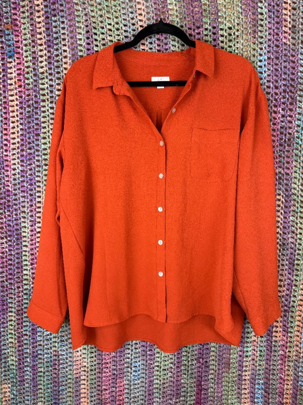 J. Jill Orange Button Up Blouse (Size L Petite)
